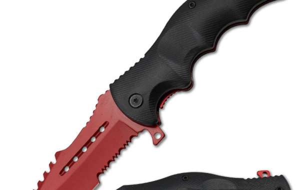 Tactical Spring Assisted Open Pocket Knife Red Cleaver Folding Blade