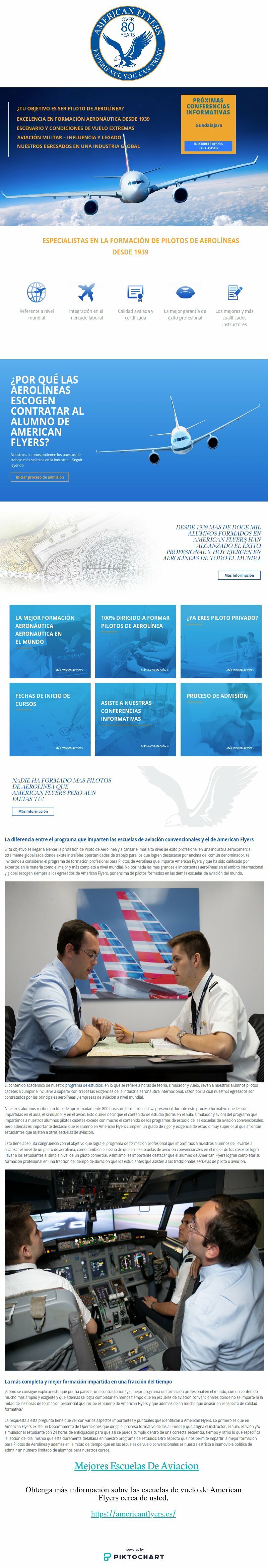 Mejores Escuelas De Aviacion | Piktochart Visual Editor