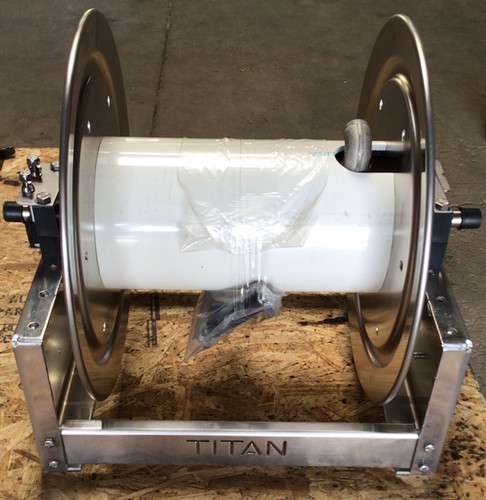 Titan Full Frame 12in Hose Reel with 1/2” Manifold | Wash Works Supply