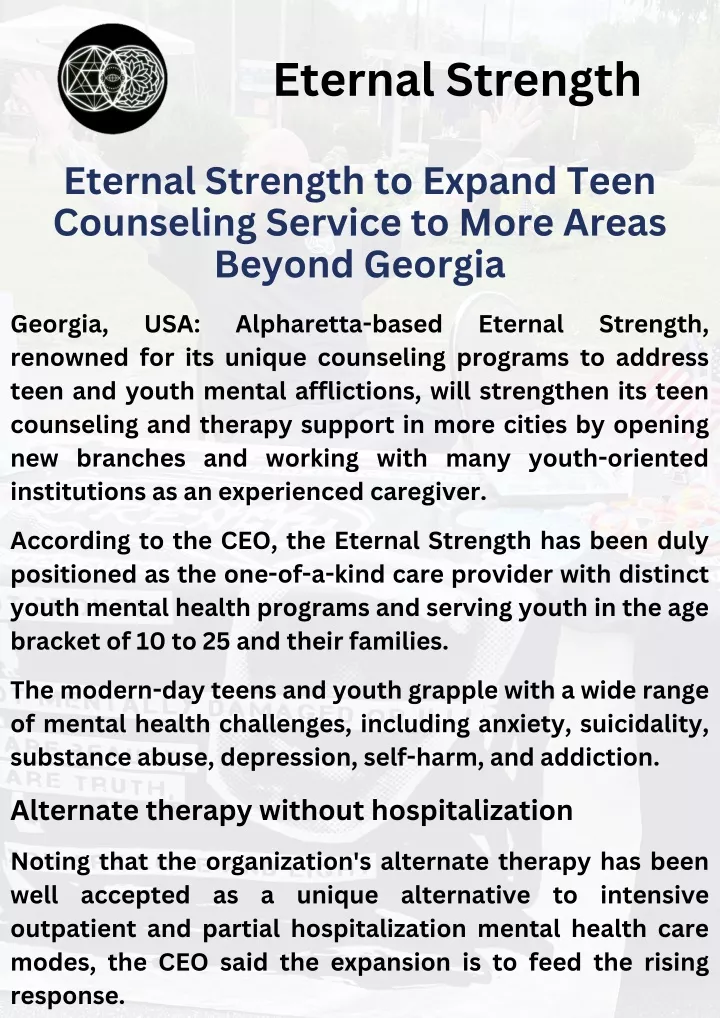 PPT - Eternal Strength to Expand Teen Counseling Service to More Areas Beyond Georgia PowerPoint Presentation - ID:13457312