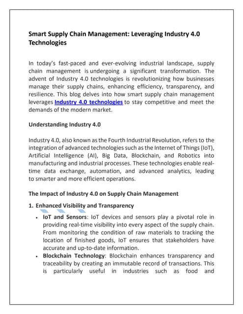 Smart Supply Chain Management : Leveraging Industry 4.0 Technologies.pdf