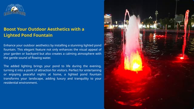 Boost Your Outdoor Aesthetics with a Lighted Pond Fountain | PPT