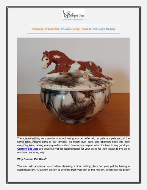 Choosing Personalized Pet Urns: Paying Tribute to Your Dog's Memory | PDF