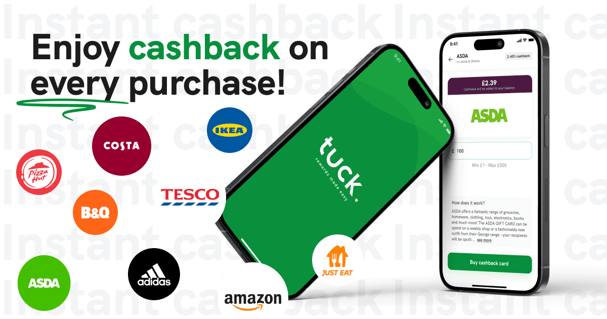 Get up to 3% Cashback at ASDA with tuck App | Free 50p Bonus!