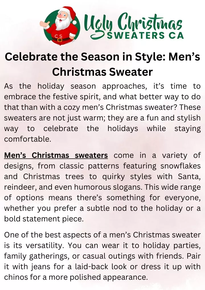 PPT - Celebrate the Season in Style: Men’s Christmas Sweater PowerPoint Presentation - ID:13625357