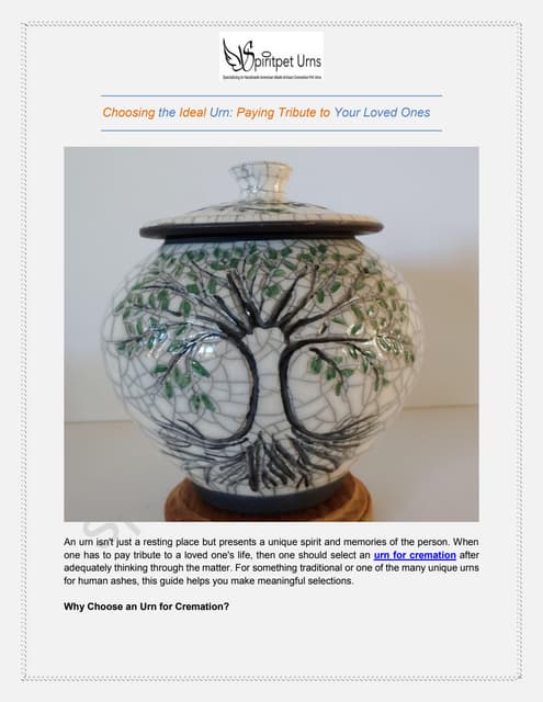 Choosing the Ideal Urn: Paying Tribute to Your Loved Ones | PDF