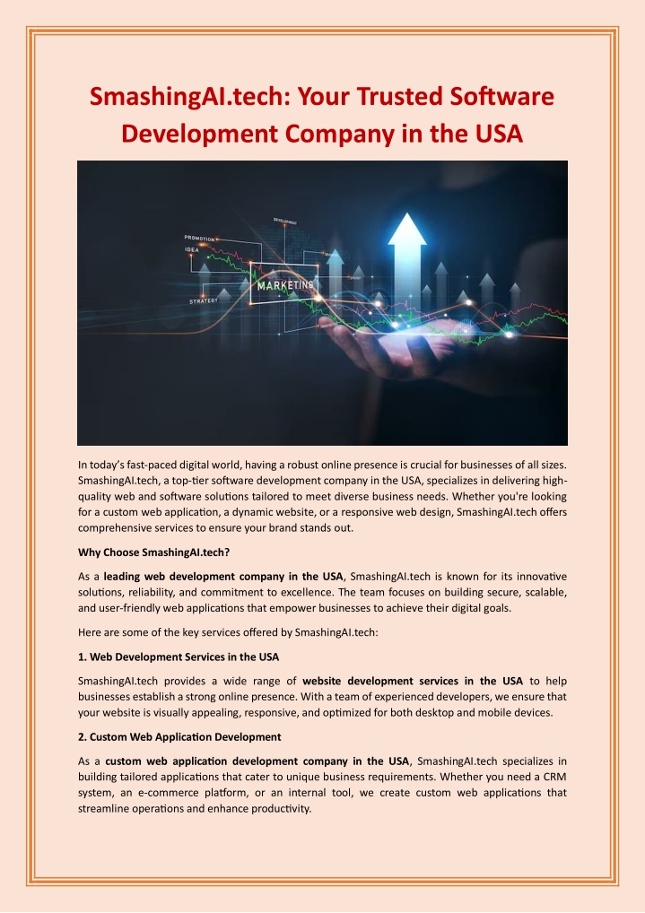 PPT - SmashingAI.tech Your Trusted Software Development Company in the USA PowerPoint Presentation - ID:13709044