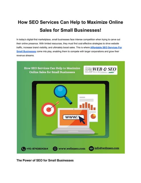 How SEO Services Can Help to Maximize Online Sales for Small Businesses! | PDF | Free Download