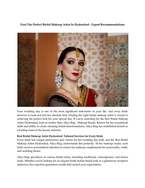 Find The Perfect Bridal Makeup Artist In Hyderabad - Expert Recommendations