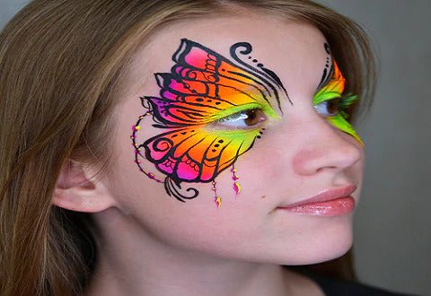 Butterfly Face Paint Tutorial | UV Neon Henna Style – Fusion Body Art