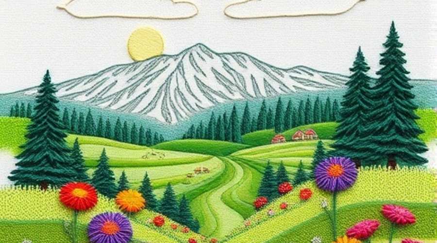 Stitching the Sky: Exploring the Art of Aerial Landscape Embroidery