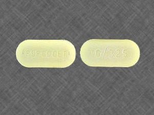 Percocet 10 -325 mg Oval Yellow pill or tablet(Street Price)