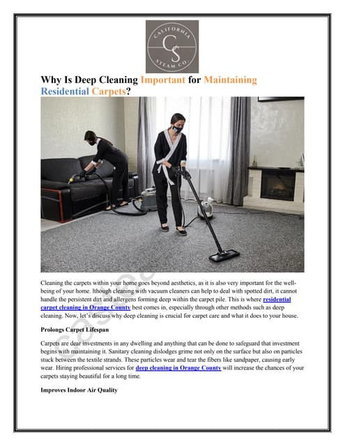 Why Is Deep Cleaning Important for Maintaining Residential Carpets? | PDF