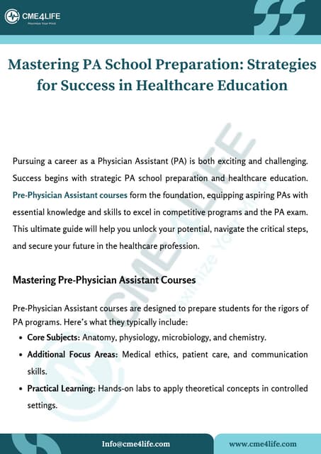 Mastering PA School Preparation- Strategies for Success in Healthcare Education.pdf