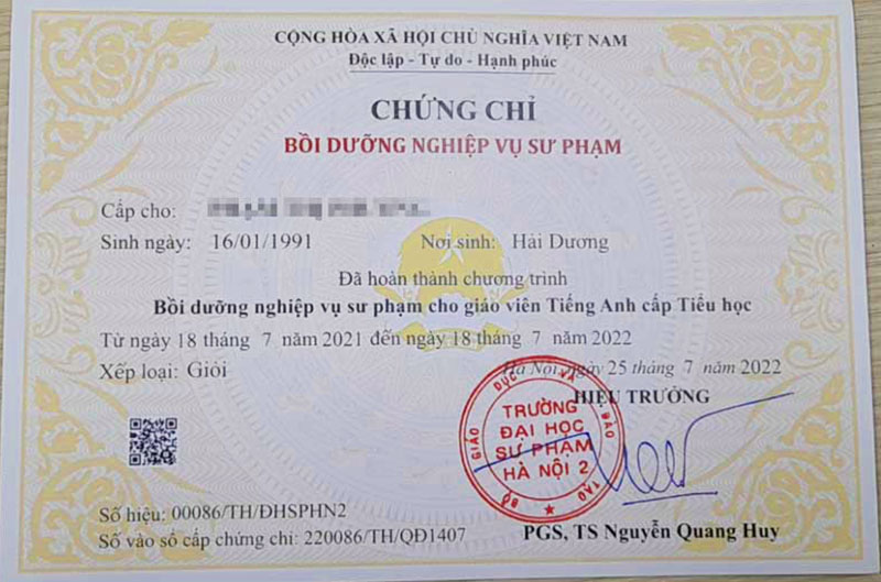 Tuyển sinh lớp chứng chỉ nghiệp vụ sư phạm tiểu học 2024