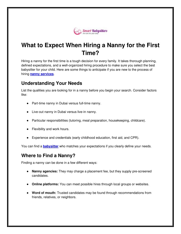 PPT - What to Expect When Hiring a Nanny for the First Time? PowerPoint Presentation - ID:13918251