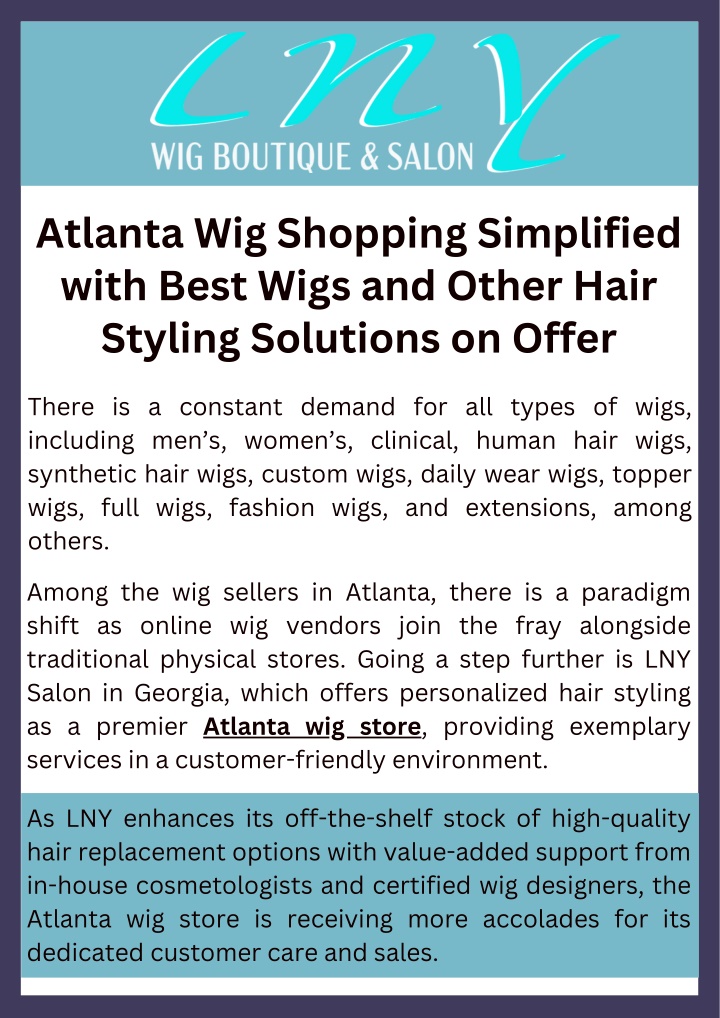 Atlanta Wig Shopping Simplified with Best Wigs and Other Hair Styling Solutions PowerPoint Presentation - ID:13907258