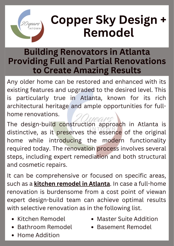 Building Renovators in Atlanta Providing Full and Partial Renovations to Create. PowerPoint Presentation - ID:13917961