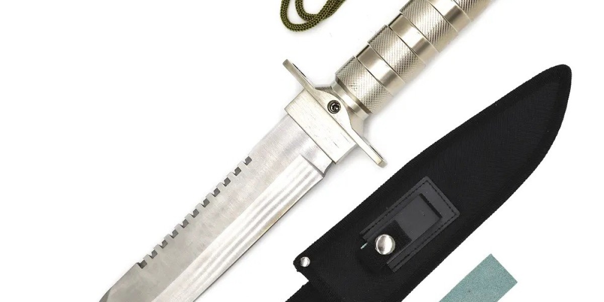 Silver Tactical Hunting Fixed Blade Knife with Survival Kit