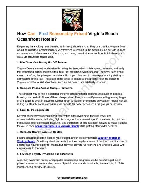 How Can I Find Reasonably Priced Virginia Beach Oceanfront Hotels? | PDF