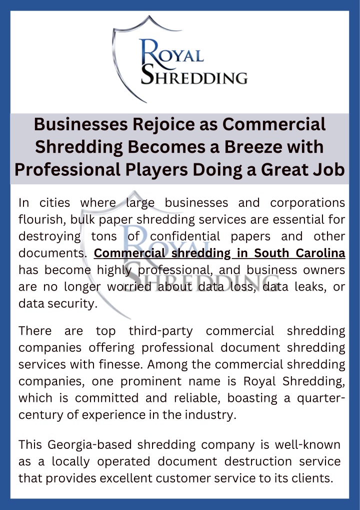 PPT - Businesses Rejoice as Commercial Shredding Becomes a Breeze with Professional.. PowerPoint Presentation - ID:13911239