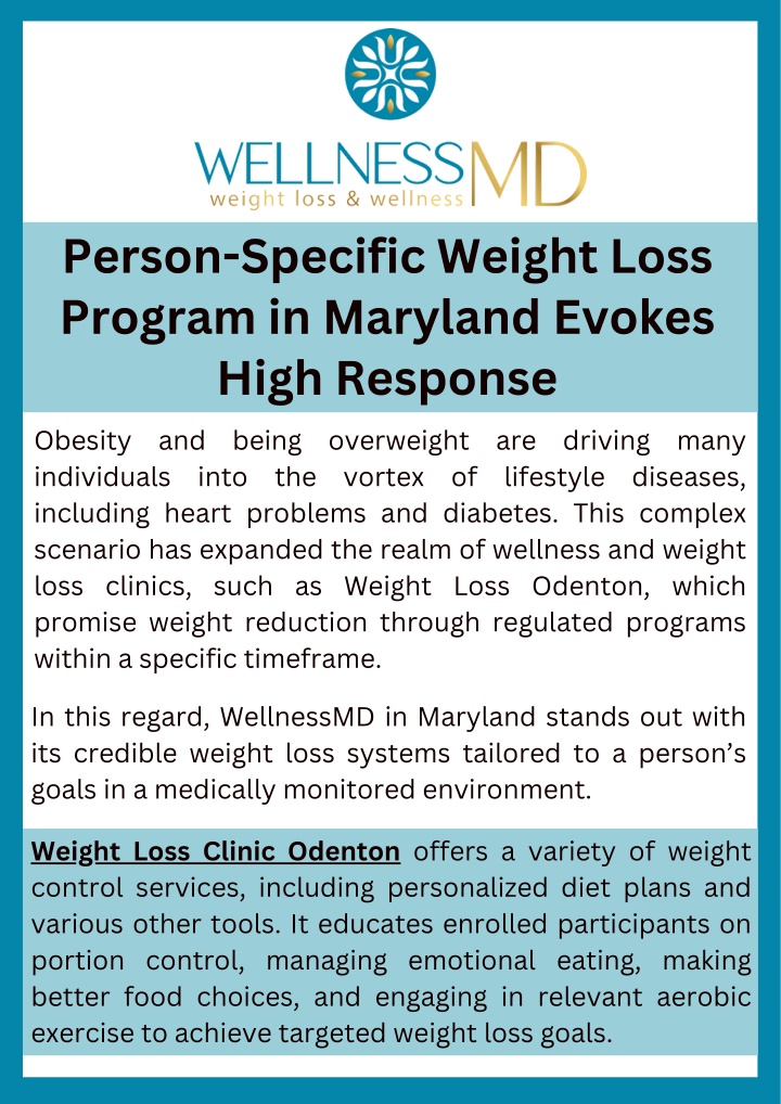 PPT - Person-Specific Weight Loss Program in Maryland Evokes High Response PowerPoint Presentation - ID:13867476