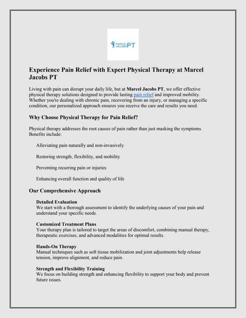 Experience Pain Relief with Expert Physical Therapy at Marcel Jacobs PT.pdf