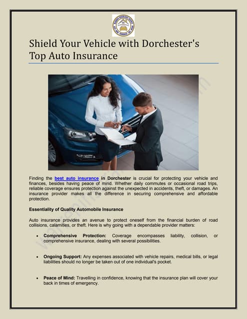 Shield Your Vehicle with Dorchester's Top Auto Insurance