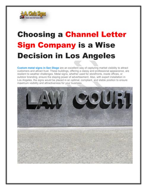 Choosing a Channel Letter Sign Company is a Wise Decision in Los Angeles.pdf