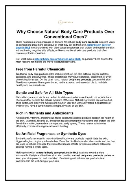 Why Choose Natural Body Care Products Over Conventional Ones? | PDF