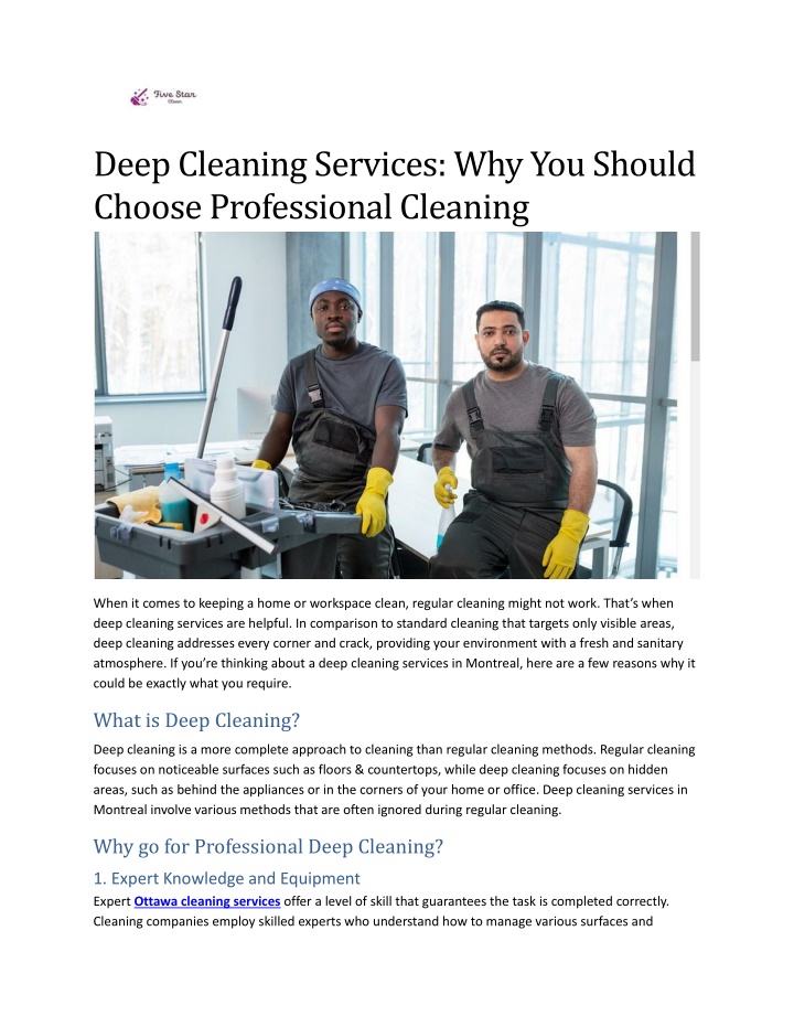 PPT - Deep Cleaning Services: Why You Should Choose Professional Cleaning PowerPoint Presentation - ID:14043654