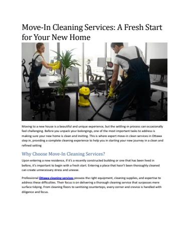 Move-In Cleaning Services: A Fresh Start for Your New Home